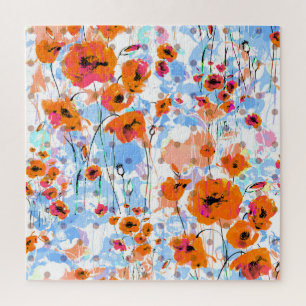 Gepinselte Mohnblumen: Abstrakte Florale Textur Puzzle