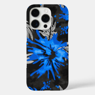 Gepinselter Hibiskus Hawaiian Floral Royalblau iPhone 16 Pro Hülle