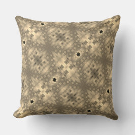 gepixelte Formen aus Holz oder beige Kissen