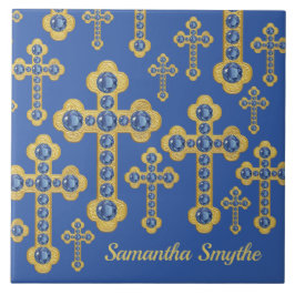 Geplante Kreuze mit 12 Imitaten Saphire - Fliese