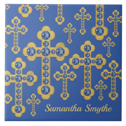 Geplante Kreuze mit 12 Imitaten Saphire - Fliese (Vorderseite)