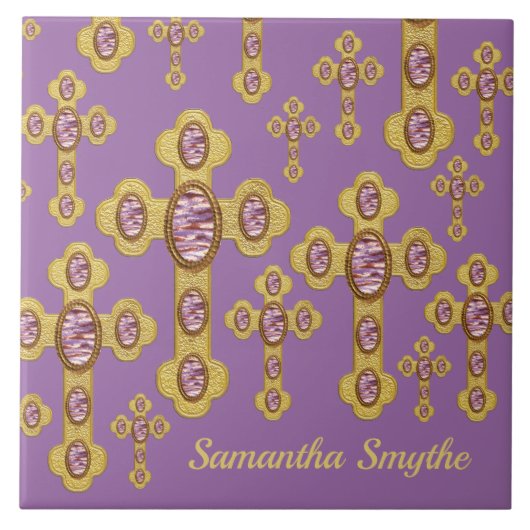 Geplante Kreuze mit 6 Imitaten Lila Agates - Fliese (Vorderseite)