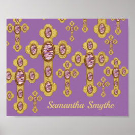 Geplante Kreuze mit 6 Imitaten Lila Agates - Poster