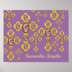 Geplante Kreuze mit 6 Imitaten Lila Agates - Poster