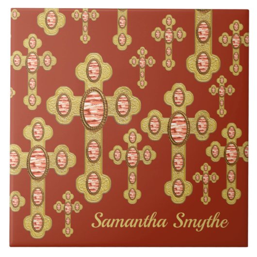 Geplante Kreuze mit 6 Imitaten Roten Agates - Fliese (Vorderseite)