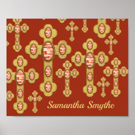 Geplante Kreuze mit 6 Imitaten Roten Agates - Poster