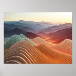 Geplante topografische Landschaft bei Sonnenunterg Poster