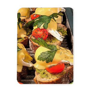 Gepochene Eier mit Avocado auf Toast Magnet