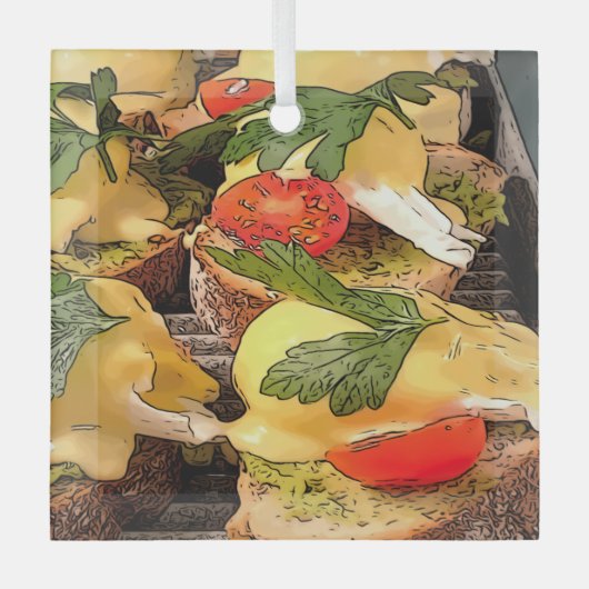 Gepochene Eier mit Avocado auf Toast Ornament Aus Glas (Vorderseite)