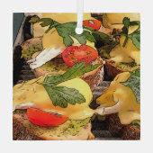 Gepochene Eier mit Avocado auf Toast Ornament Aus Glas (Rückseite)
