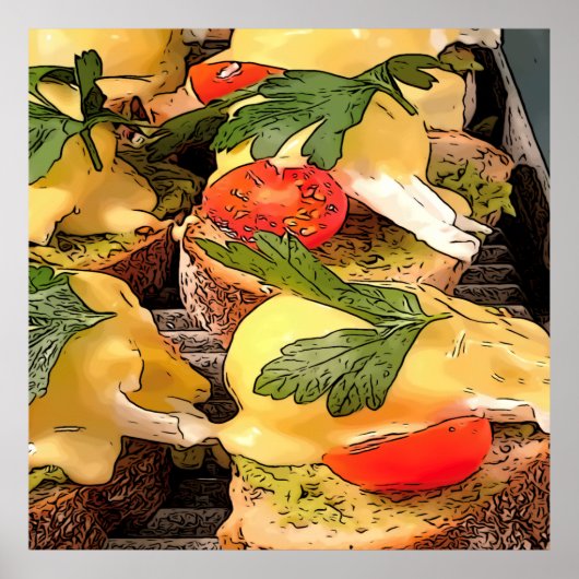 Gepochene Eier mit Avocado auf Toast Poster (Vorne)