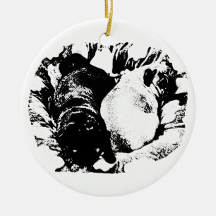 Gepolsterte Möpse für den Baum Keramik Ornament