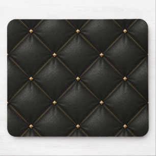 Gepolstertes schwarzes Leder mit goldenen Nieten Mousepad