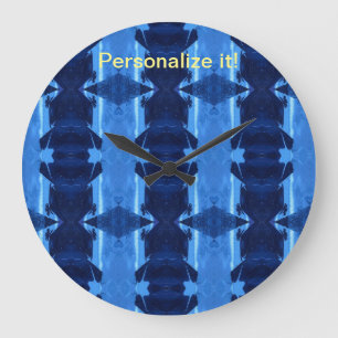 Gepolstertes und gespiegeltes psychedelisches blau große wanduhr