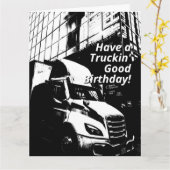 Geposterisierter Lkw zum Geburtstag in Schwarz und Karte (Gelbe Blume)