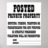 gepostetes, privates Eigentum Poster (Vorne)