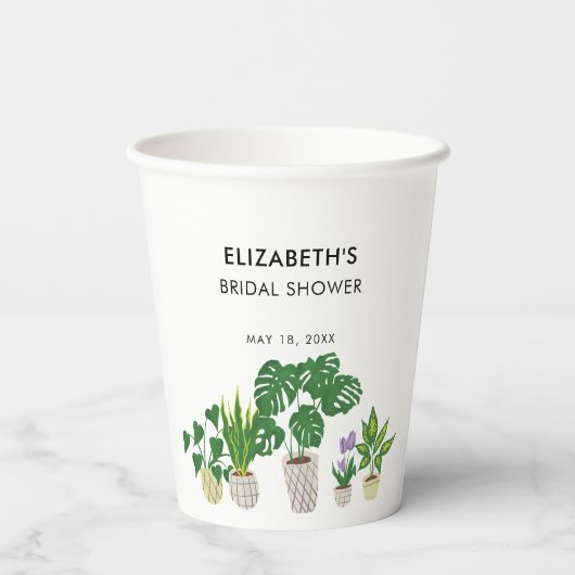 Gepotted Pflanze Brautparty Greenerity Custom Pappbecher (Rückseite)