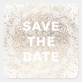 Geprägt | Formal Eleganter Schnee White Gold Foil Quadratischer Aufkleber