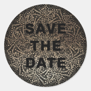 Geprägt Formal Eleganter Winter Black Gold Foil Runder Aufkleber