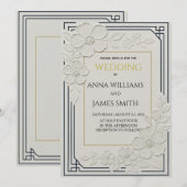 Geprägte Art Deco Blumenhochzeit Einladung (Vorne/Hinten)