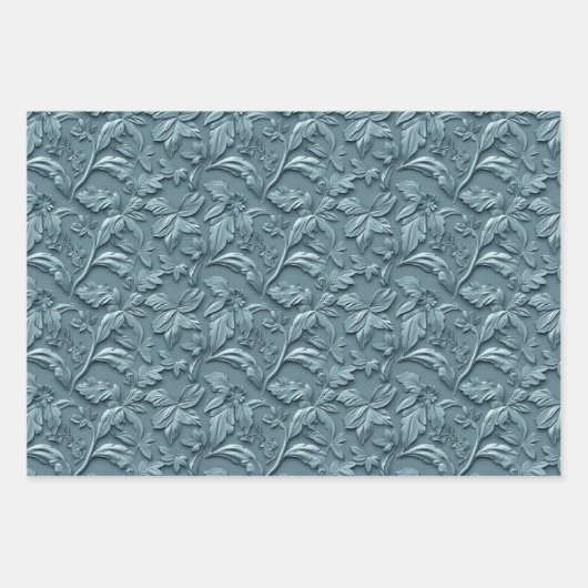 geprägte Blautöne Geschenkpapier Set (Vorderseite 2)