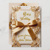 Geprägte Blumen-Hochzeitseinladung Satin-Schleife Einladung (Vorne/Hinten)