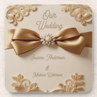 Geprägte Blumenhochzeitseinladung – Satinschleife
