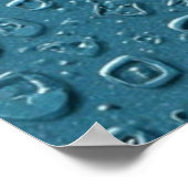 Geprägte digitale Tröpfchen auf blauer Oberfläche Poster (Ecke)