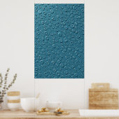 Geprägte digitale Tröpfchen auf blauer Oberfläche Poster (Küche)