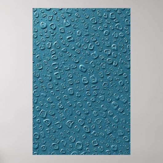 Geprägte digitale Tröpfchen auf blauer Oberfläche Poster (Vorne)