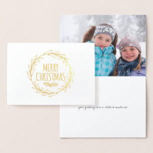 Geprägte Goldfolie Frohe Weihnachten Kranz Karte