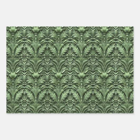 Geprägte Grüntöne Geschenkpapier Set (Vorderseite 2)