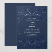 Geprägte Hochzeit mit navyblauer schottischer Dist Einladung (Vorne/Hinten)