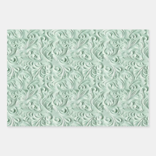 Geprägte Schattierungen von Mintgrün Geschenkpapier Set (Vorderseite 3)