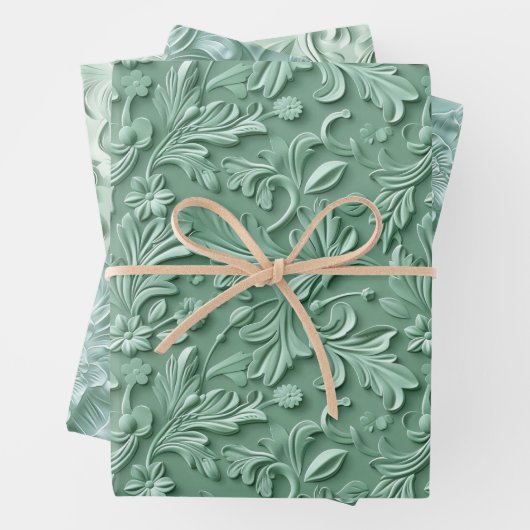 Geprägte Schattierungen von Mintgrün Geschenkpapier Set (Beispiel)