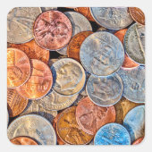 geprägte Währung Quadratischer Aufkleber (Vorderseite)