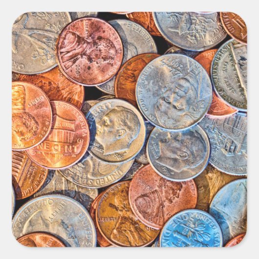 geprägte Währung Quadratischer Aufkleber (Vorderseite)