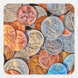 geprägte Währung Quadratischer Aufkleber