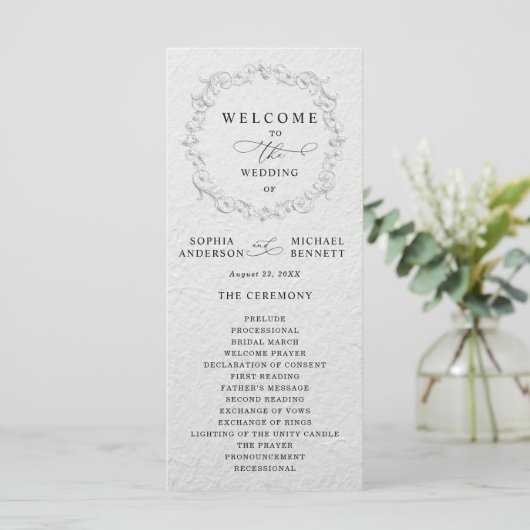 Geprägtes Blumenhochzeitsprogramm Programm (Stehend Vorderseite)