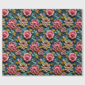 Geprägtes Blumenmuster Geschenkpapier (Flach)