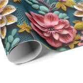Geprägtes Blumenmuster Geschenkpapier (Rolleneckpunkt)