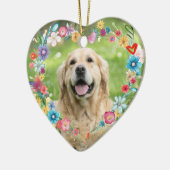 Geprägtes Foto Pet Memorial Floral Heart geformt Keramik Ornament (Links)