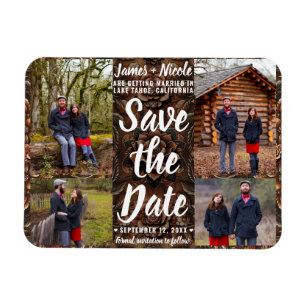 Geprägtes Leder 4 Fotos Save the Date Hochzeit  Magnet