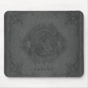 geprägtes Pferdekopf graues Vintageleder Mousepad