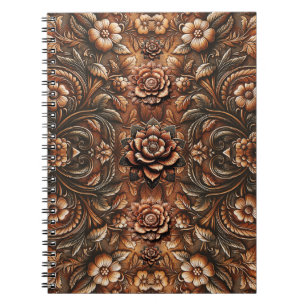 Geprägtes Vintage-Blumenmuster-Kunstleder-Optik Notizblock
