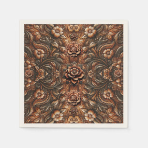 Geprägtes Vintage-Blumenmuster-Kunstleder-Optik Serviette
