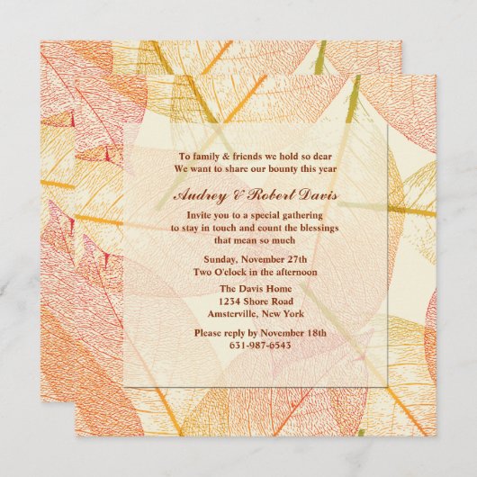 Gepresste Blätter-Einladung Einladung (Vorne/Hinten)