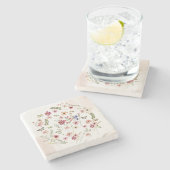 Gepresste und getrocknete Wildblumen Steinuntersetzer (Seitenansicht)