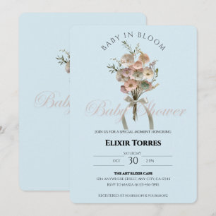 Gepresste Wildblumen-Baby-in-Bloom-Boho-Baby-Party Einladung