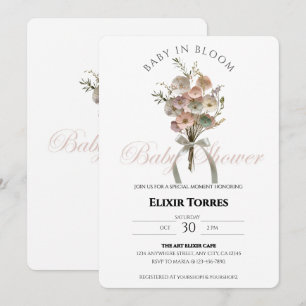 Gepresste Wildblumen-Baby-in-Bloom-Boho-Baby-Party Einladung